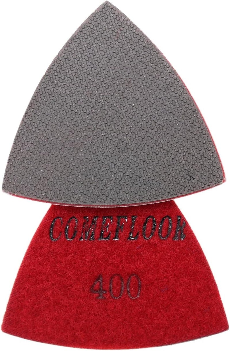 ComeFloor Triangular Diamond Polishing Pads for Corner Edge, Electroplated Sanding Pads for Oscillating Multi-Tools, 3’’(80mm), Grit 400, 4PCS - Image 1